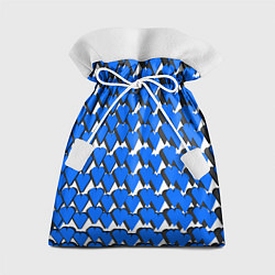 Мешок для подарков Синие сердечки на белом фоне, цвет: 3D-принт