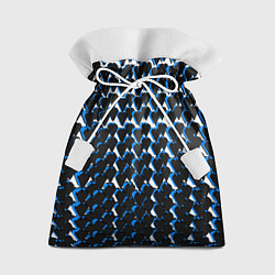 Мешок для подарков Чёрно-синие сердечки на белом фоне, цвет: 3D-принт