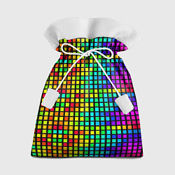 Мешок для подарков Разноцветные квадраты на чёрном фоне, цвет: 3D-принт