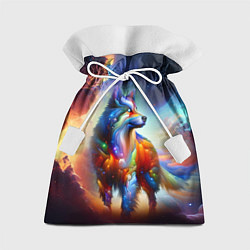 Мешок для подарков Космический красочный волк, цвет: 3D-принт