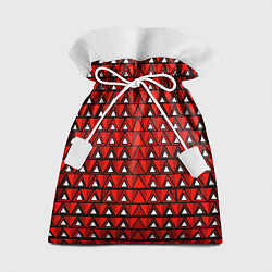 Мешок для подарков Узор из треугольников с чёрной обводкой красный, цвет: 3D-принт