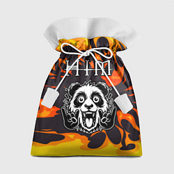 Мешок для подарков HIM рок панда и огонь, цвет: 3D-принт