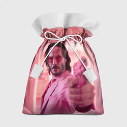 Мешок для подарков Джон Уик в розовых очках сердечках, цвет: 3D-принт