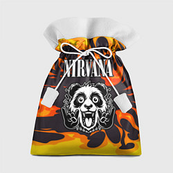 Мешок для подарков Nirvana рок панда и огонь, цвет: 3D-принт