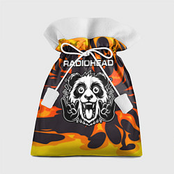 Мешок для подарков Radiohead рок панда и огонь, цвет: 3D-принт