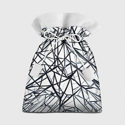 Мешок для подарков Чёрные хаотичные линии на белом фоне, цвет: 3D-принт