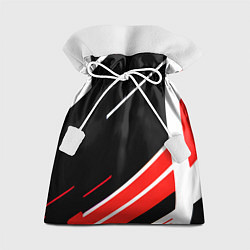 Мешок для подарков Бело-красные полосы на чёрном фоне, цвет: 3D-принт