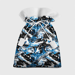 Мешок для подарков Выдры в речке на волнах - паттерн, цвет: 3D-принт