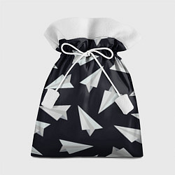 Мешок для подарков Белый бумажный самолётик - Телеграм, цвет: 3D-принт