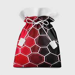 Мешок для подарков Белые шестиугольники на чёрно-красном фоне, цвет: 3D-принт