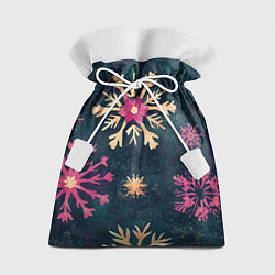 Мешок для подарков Новогодние разноцветные снежинки, цвет: 3D-принт