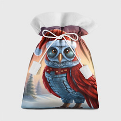 Мешок для подарков Новогодняя кибер сова, цвет: 3D-принт
