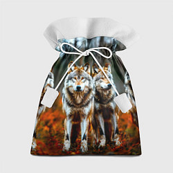 Мешок для подарков Волки в осеннем лесу, цвет: 3D-принт