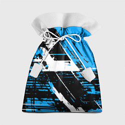 Мешок для подарков Diagonal black and white stripes on a blue backgro, цвет: 3D-принт