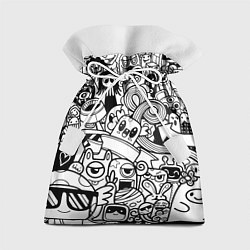 Мешок для подарков Black and white doddle monsters, цвет: 3D-принт