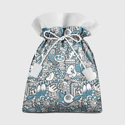 Мешок для подарков Дудлинг серо-голубой, цвет: 3D-принт