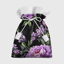 Мешок для подарков Пионы и лаванда винтажный узор, цвет: 3D-принт