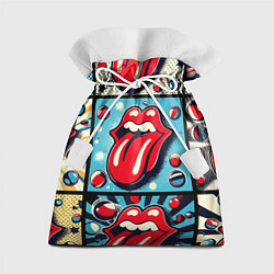 Мешок для подарков Rolling Stones logo - pop art, цвет: 3D-принт