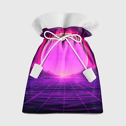 Мешок для подарков Синтвейв ретровейв неоновый узор и солнце, цвет: 3D-принт