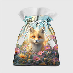 Мешок для подарков Лиса в цветочном поле, цвет: 3D-принт