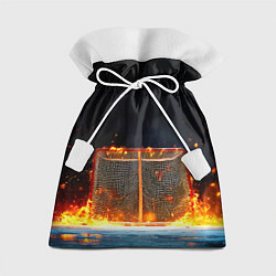 Мешок для подарков Хоккейные ворота в огне, цвет: 3D-принт