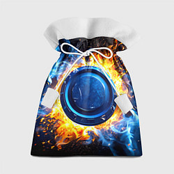 Мешок для подарков Шайба в синем пламени, цвет: 3D-принт