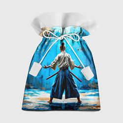 Мешок для подарков Боец айкидо на синем, цвет: 3D-принт