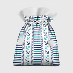 Мешок для подарков Морской орнамент с якорями и полосками, цвет: 3D-принт