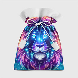 Мешок для подарков Космический неоновый лев - нейроарт, цвет: 3D-принт