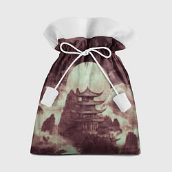 Мешок для подарков Японская башня в горах, цвет: 3D-принт