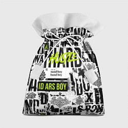 Подарочный мешок Pattern with inscriptions hustle sand boy