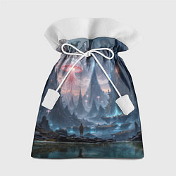 Мешок для подарков Фантастический мир с медузами и озеро у гор, цвет: 3D-принт