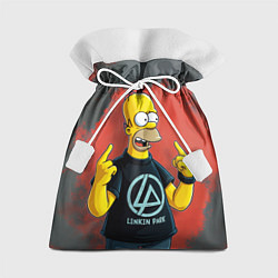 Мешок для подарков Гомер в футболке Linkin Park, цвет: 3D-принт