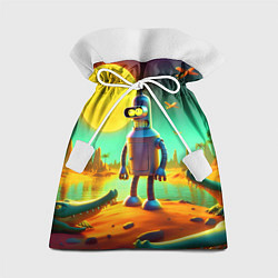 Мешок для подарков Робот-сгибальщик Бендер на планете крокодилов, цвет: 3D-принт