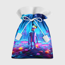Мешок для подарков Бендер на сказочной неоновой грибной планете - ней, цвет: 3D-принт