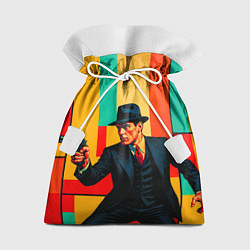 Мешок для подарков Мужчина с пистолетом поп-арт, цвет: 3D-принт
