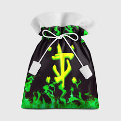 Мешок для подарков Doom зелёный огонь, цвет: 3D-принт