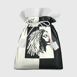 Мешок для подарков Девушка с дредами на темно-зеленом, цвет: 3D-принт
