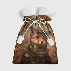 Мешок для подарков Лисёнок в клетчатом шарфе, цвет: 3D-принт