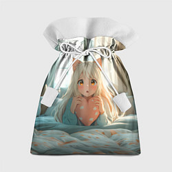 Мешок для подарков Аниме девушка в кровати с сердцем, цвет: 3D-принт