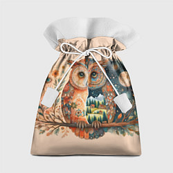 Мешок для подарков Сова разделенная на день и ночь абстракция, цвет: 3D-принт