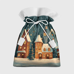 Мешок для подарков Сказочный Новогодний городок, цвет: 3D-принт