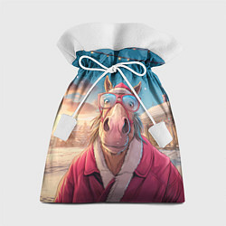 Мешок для подарков Удивленная лошадь в очках, цвет: 3D-принт