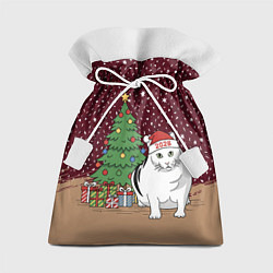 Мешок для подарков Кот Бендер и ёлка, цвет: 3D-принт
