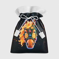 Мешок для подарков Новогодняя мандариновая лошадь, цвет: 3D-принт