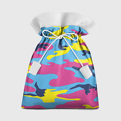 Мешок для подарков Камуфляж: голубой/розовый/желтый, цвет: 3D-принт
