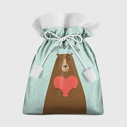 Мешок для подарков Медведь с сердцем, цвет: 3D-принт