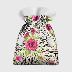 Мешок для подарков Цветочная шкура зебры, цвет: 3D-принт