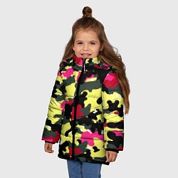 Куртка зимняя для девочки Камуфляж: контраст цветов, цвет: 3D-черный — фото 2