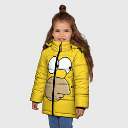 Куртка зимняя для девочки Лицо Гомера, цвет: 3D-черный — фото 2